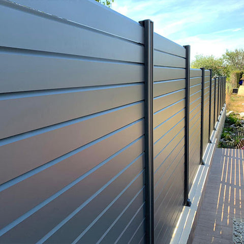 Aluminiumzaun-Set mit Lamellen im Lamellenstil (Anthrazitgrau)