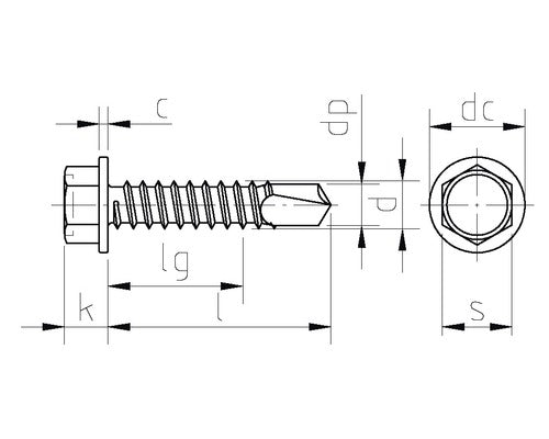 Vis autoperceuse à six pans 6,3x22 mm galvanisées